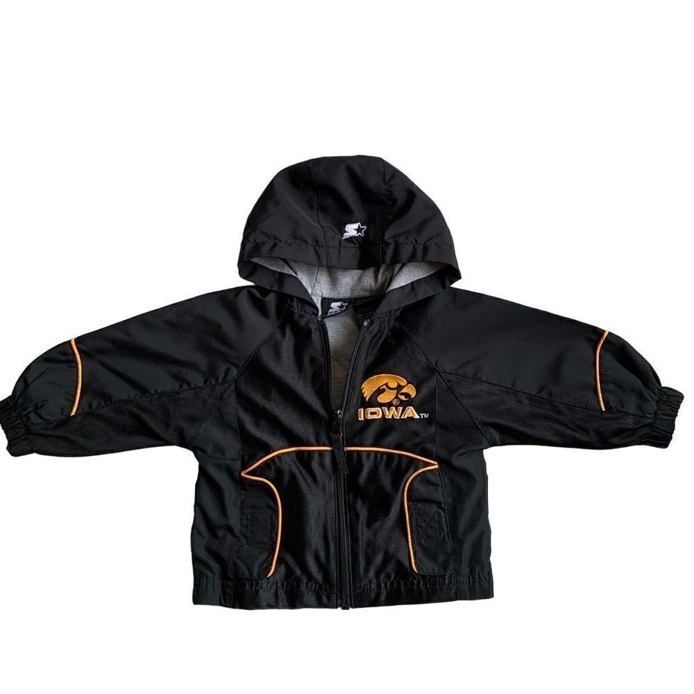 Iowa Hawkeyes‎ Coat Football Black Windbreaker embroidered Starter Jacket 12M